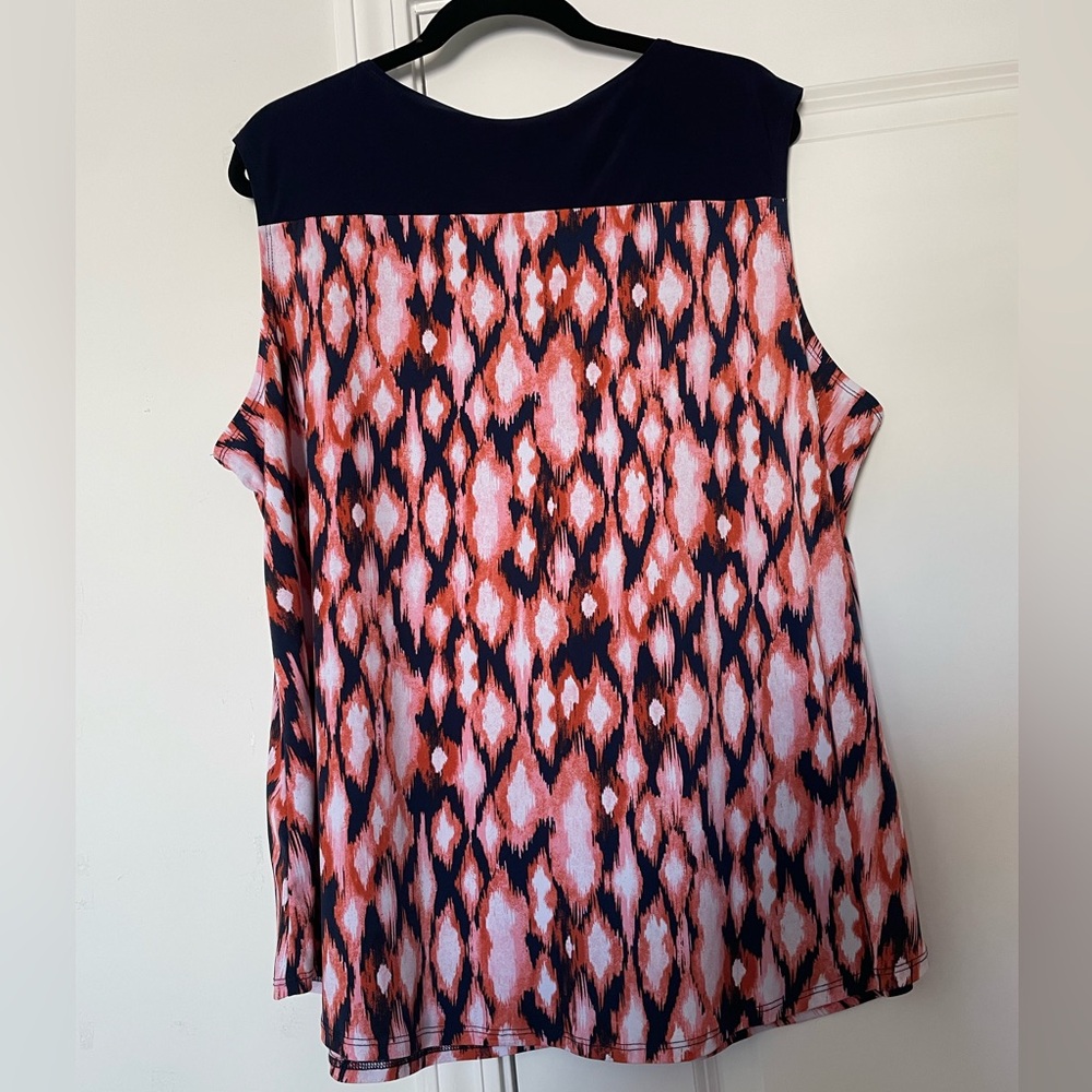 Elie McCarthy Womens Scoop Neck Blouse Tank Top 2X Abstract Geometric Casual - Picture 14 of 16